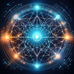 abstract vector illustration of interconnected data nodes forming a glowing networ 