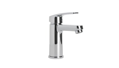 Chrome single-lever bathroom sink faucet