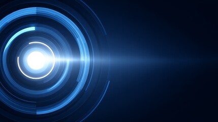 Mysterious blue light emanating from the center of a long dark and abstract tunnel creating a futuristic and ethereal visual experience with a sense of wonder and exploration.