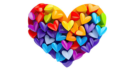 3d rainbow heart on white background