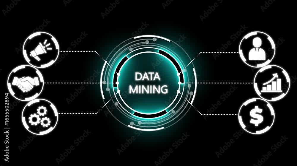 Poster data mining concept. business, modern technology, internet and networking concept. new business conc