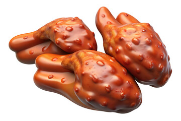 Closeup of glossy saucy chicken wings