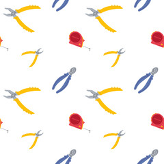 Colorful tools pattern featuring pliers and measuring tape for creative design projects