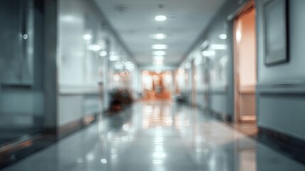 Blurred hospital hallway, soft focus