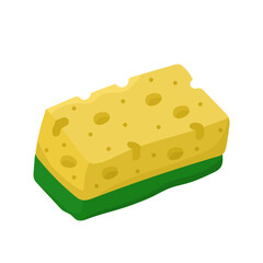 Vector illustration with soft sponge for house cleaning isolated on white background. Logo or icon with items for sanitation.