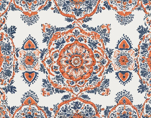 Traditional textile patterns with white background 