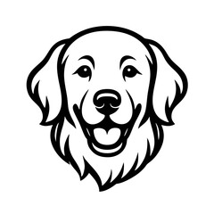 Golden Retriever Head Black and White Vector Illustration