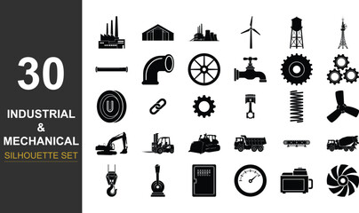 Collection of industrial and mechanical icons and symbols © rashelrs43