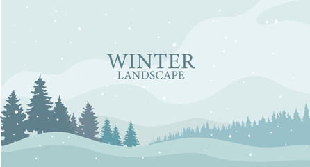 Winter landscape nature background vector