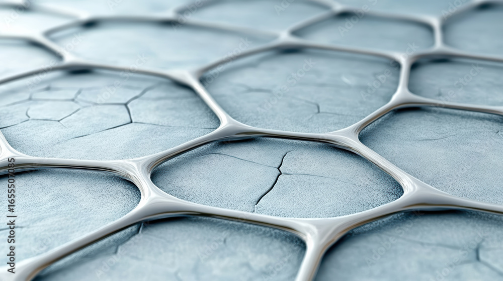 Poster textured surface resembling honeycomb structure, showcasing intricate patterns and cracks