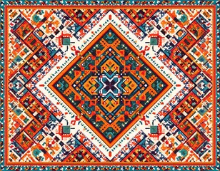 Vibrant geometric rug design