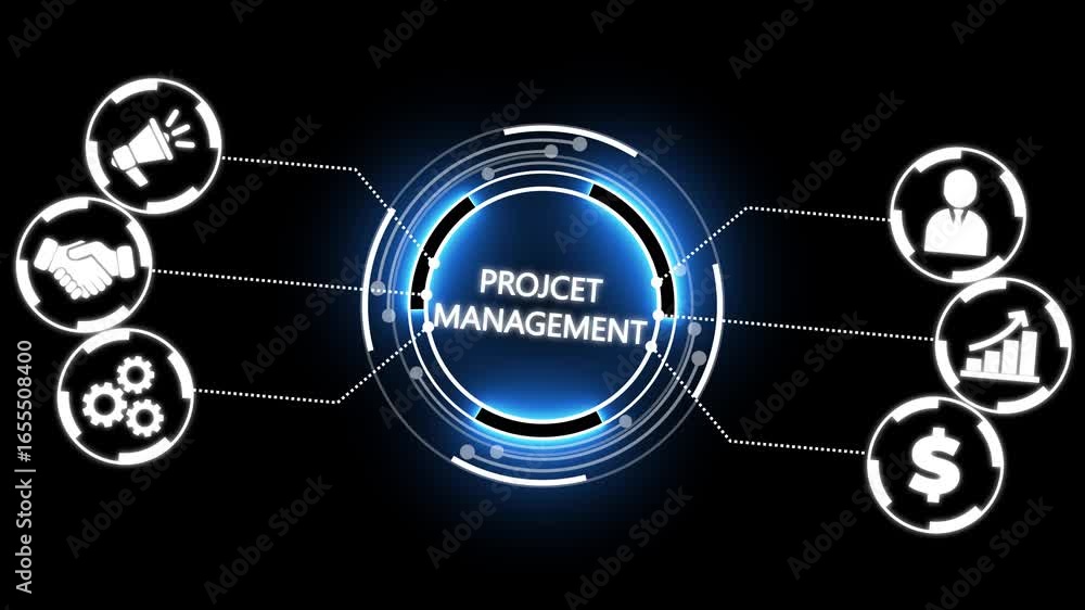 Poster project management concept. business, technology, internet and network concept. business technology 