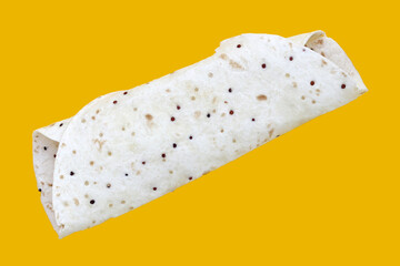 Quinoa tortilla wraps on yellow background