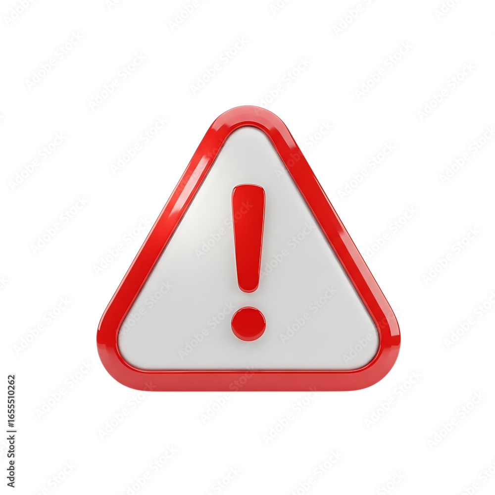 Poster warning sign with exclamation mark in red triangle, a symbol of danger and attention isolated on tra