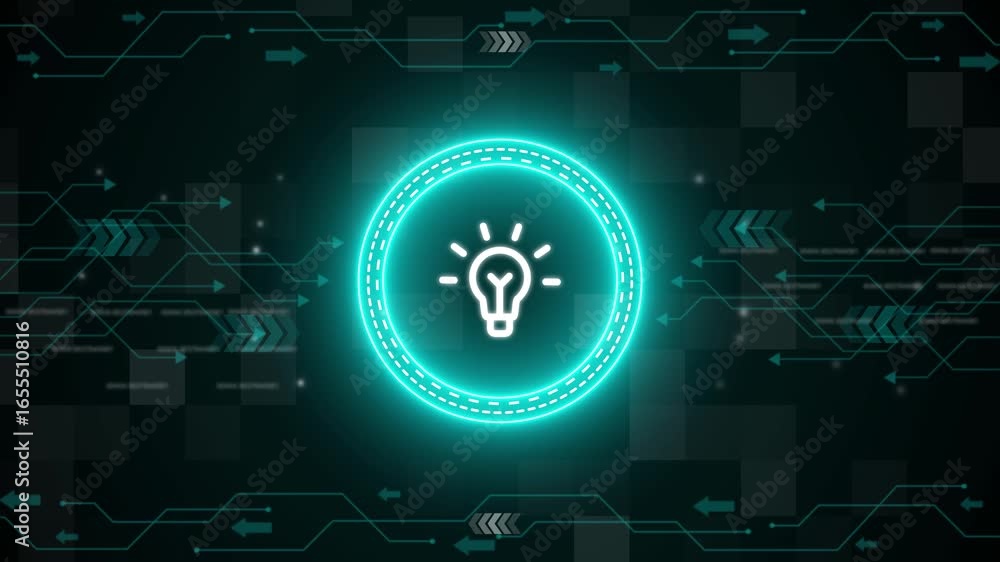 Poster light bulb innovation solution. creative idea and success concept symbol on dynamic digital backgrou