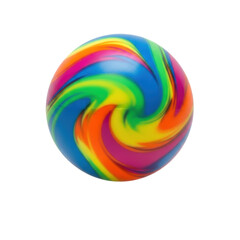 Fototapeta premium A bright, colorful ball featuring a mesmerizing swirl of rainbow hues, perfect for children play, games, or as a vibrant graphic element.
