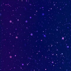 Obraz premium A dark purple and blue gradient background speckled with varying sizes of white and pink stars