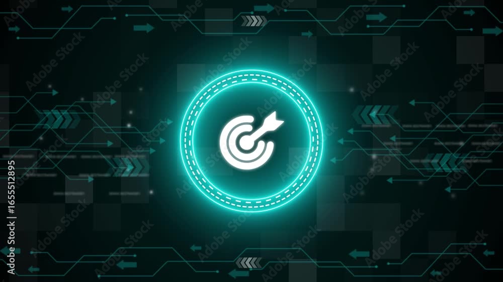 Poster target business strategy and success motivation symbol abstract cyber concept. digital technology ba