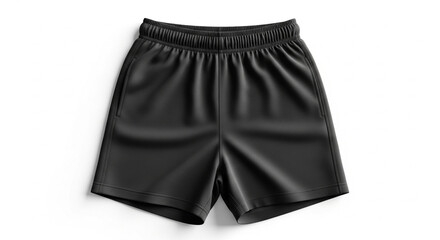 Realistic Rendered Sporty Black Short With Elastic Waistband Apparel Item