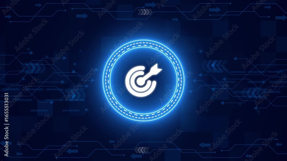 Poster target business strategy and success motivation symbol abstract cyber concept. digital technology ba