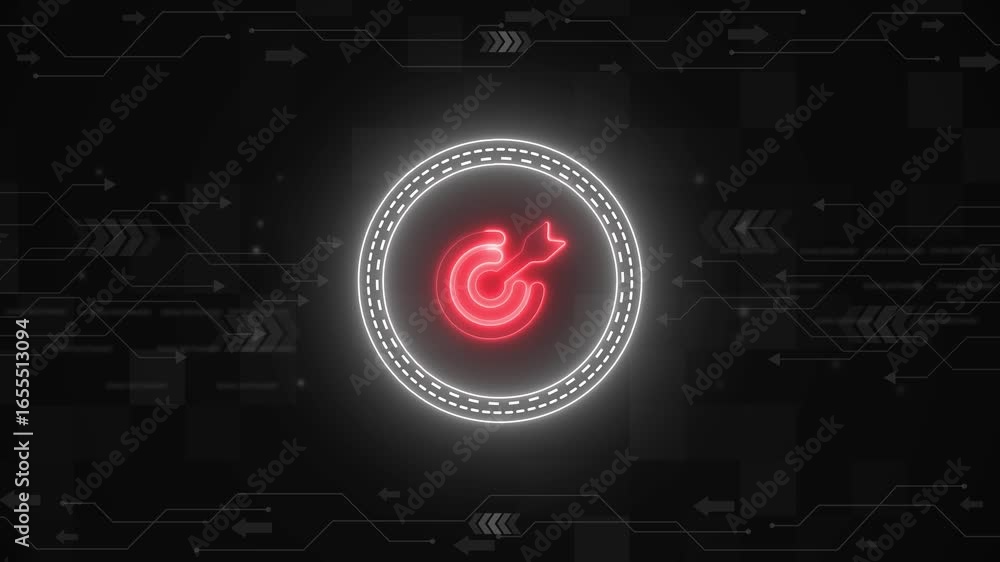 Poster target business strategy and success motivation symbol abstract cyber concept. digital technology ba