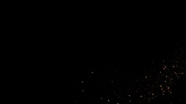 Gold Particles Background. fast energy flying wave line flash lights. Particle dust flickering wave line. magic sparkles Birthday, Anniversary, new year, event, Festivals. Shine Tail Line Glitter Dust