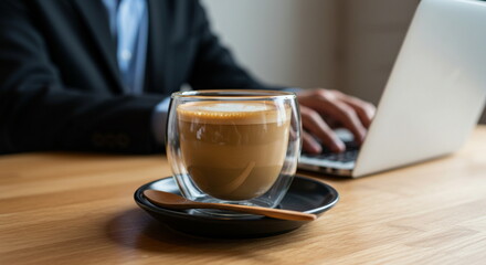 Latte Art and Laptop: Coffee Break at Work
