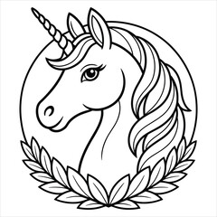 Unicorn Coloring Page for Kids Magical Fantasy Animal Illustration