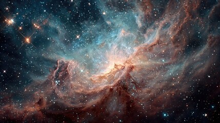 Obraz premium Cosmic nebula, vibrant colors, swirling gas clouds