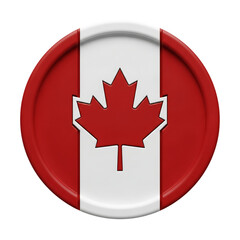 Obraz premium A round badge featuring the canadian flag with a maple leaf, a symbol of national pride isolated on transparent background