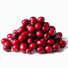 Pile of fresh red cranberries isolated on white background