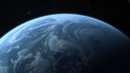 Fototapeta premium Earth from Space – Planet View with Blue Oceans and Clouds Against the Cosmos