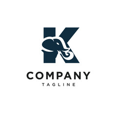 Letter K Elephant Head Logo Icon Vector