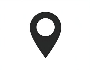 Simple, dark gray map pin icon on white background