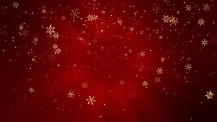 Golden snowflakes sparkle animation red festive backdrop background particles festive for Christmas greetings, holiday celebrations, winter promotions, seasonal party visuals, openers, luxury branding - Powered by Adobe