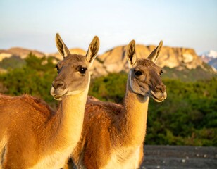 Obraz premium Two Llamas in Natural Habitat