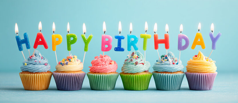 Celebrate joy with festive cupcakes and bright birthday candles - Powered by Adobe