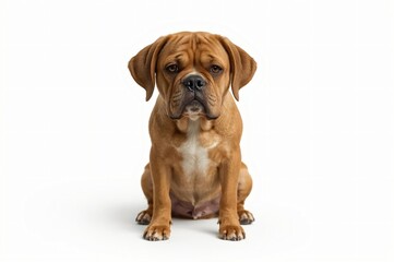 Fototapeta premium Studio Dog Portrait Brown, Sitting, Sad, White Background