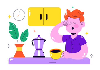 Morning Rituals Vector Illustration featuring People Doing Their Morning Routines and Practicing Healthy Lifestyle Habits in a Style Background