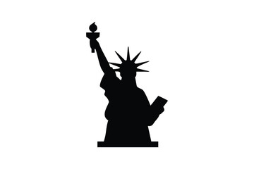 Statue of liberty silhouette isolated on white background