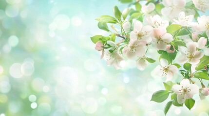 Obraz premium Spring blossom branch with soft bokeh background.