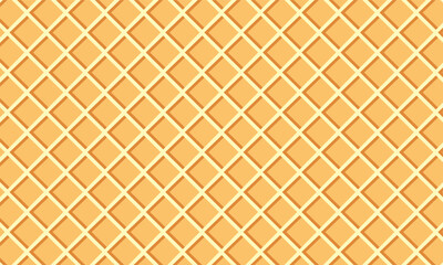 Waffle cone and wafer texture vector backgrounds. ice cream cone texture, sweet dessert wafer pattern