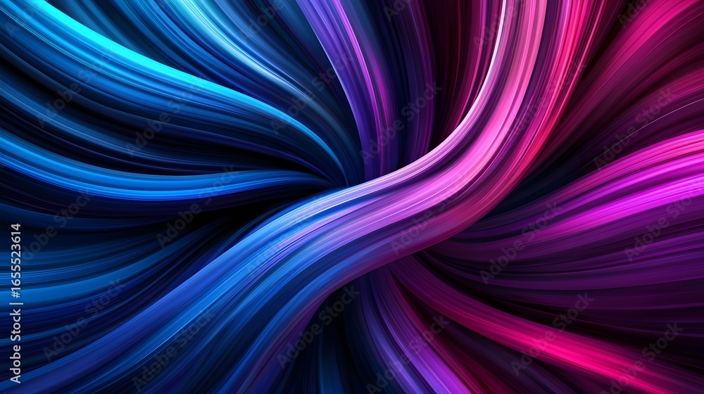 Poster the image showcases an abstract design with swirling, layered brushstrokes that blend from vibrant b