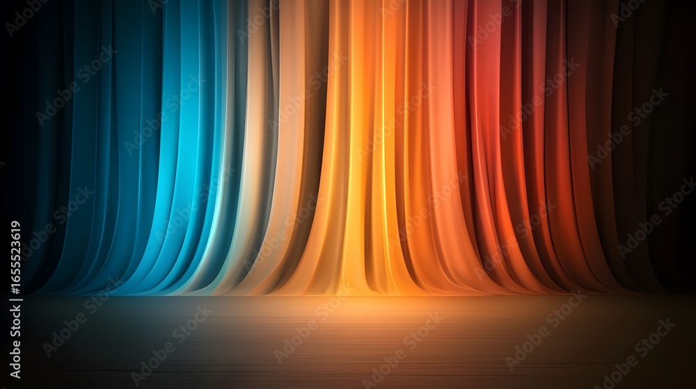 Aufkleber the image displays an abstract backdrop with vertical gradient strips ranging from blue to orange an