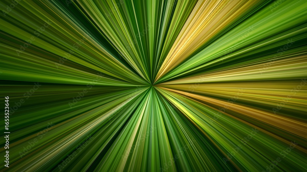 Poster the image shows a radiating pattern of green and yellow lines converging towards the center, creatin