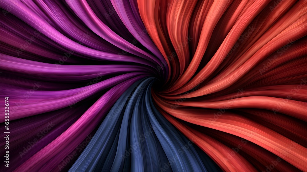 Poster the image features swirling abstract lines converging to the center, with colors ranging from vibran