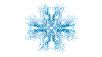 Abstract holographic snowflake with futuristic circuit design