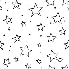 Obraz premium Scattered five-pointed stars of varying sizes on white