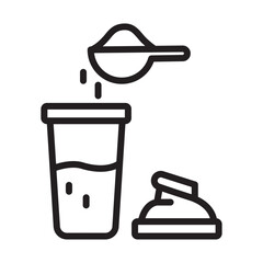 Scoop pouring powder icon for supplement measuring and mixing preparation