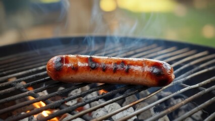 Grilled sausage on a barbecue